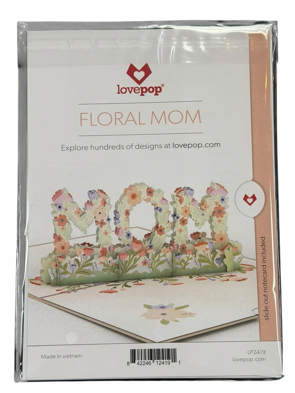 Floral 'Mom' Pop-Up Card in Peach